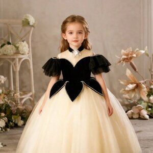Girls Princess Color-block Tulle Dress